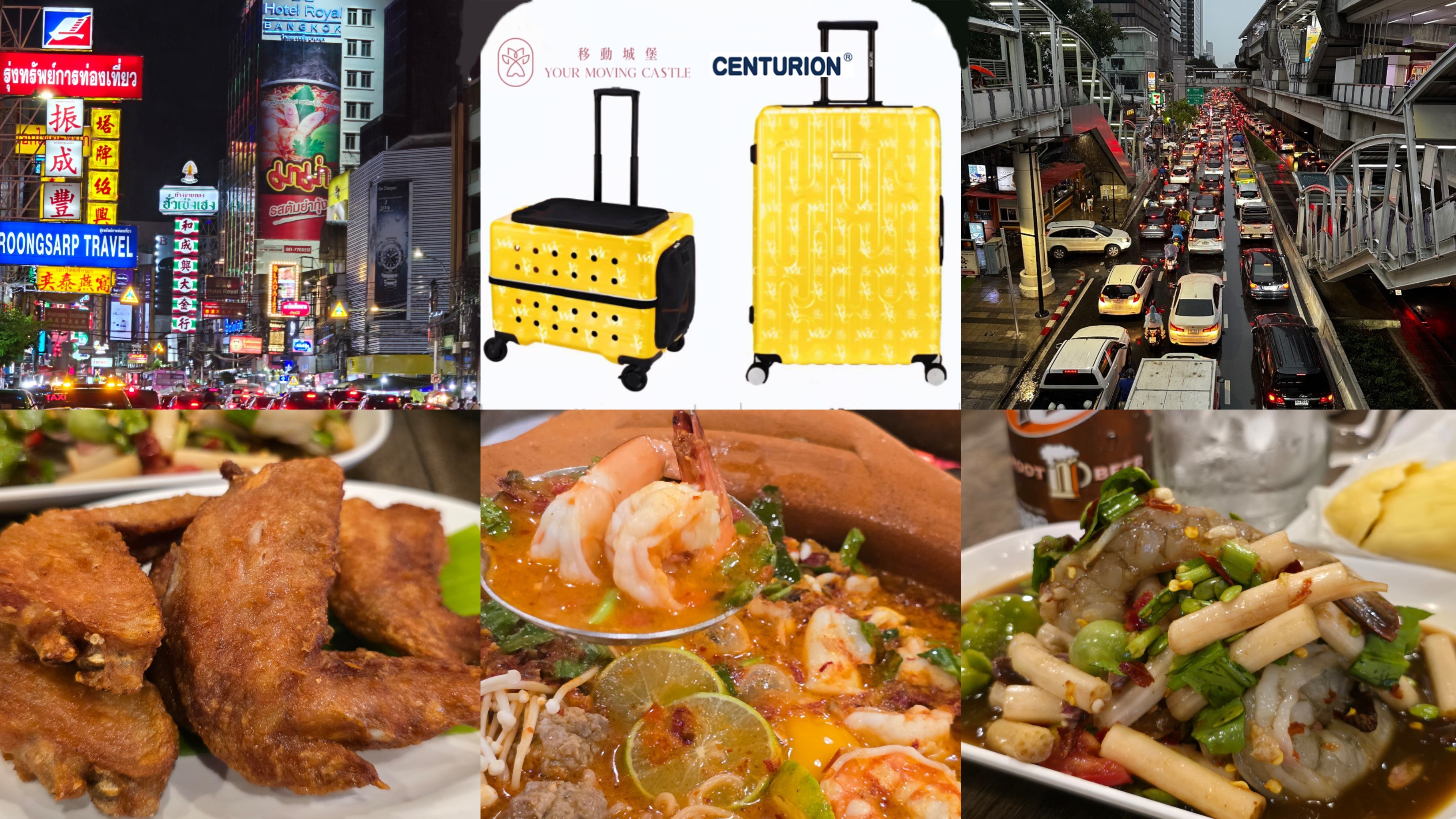 移動城堡和百夫長出聯名款寵物推車和行李箱！為家裡李糖糖（白狐狸犬）一起選了「哥本哈根小屋-黃」系列，這趟炫彩泰國行，就讓這亮黃行李箱給扛下了！